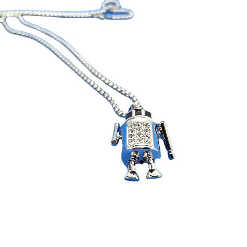 Wholesale Stainless Steel Movable Robot Pendant Creative Necklace
